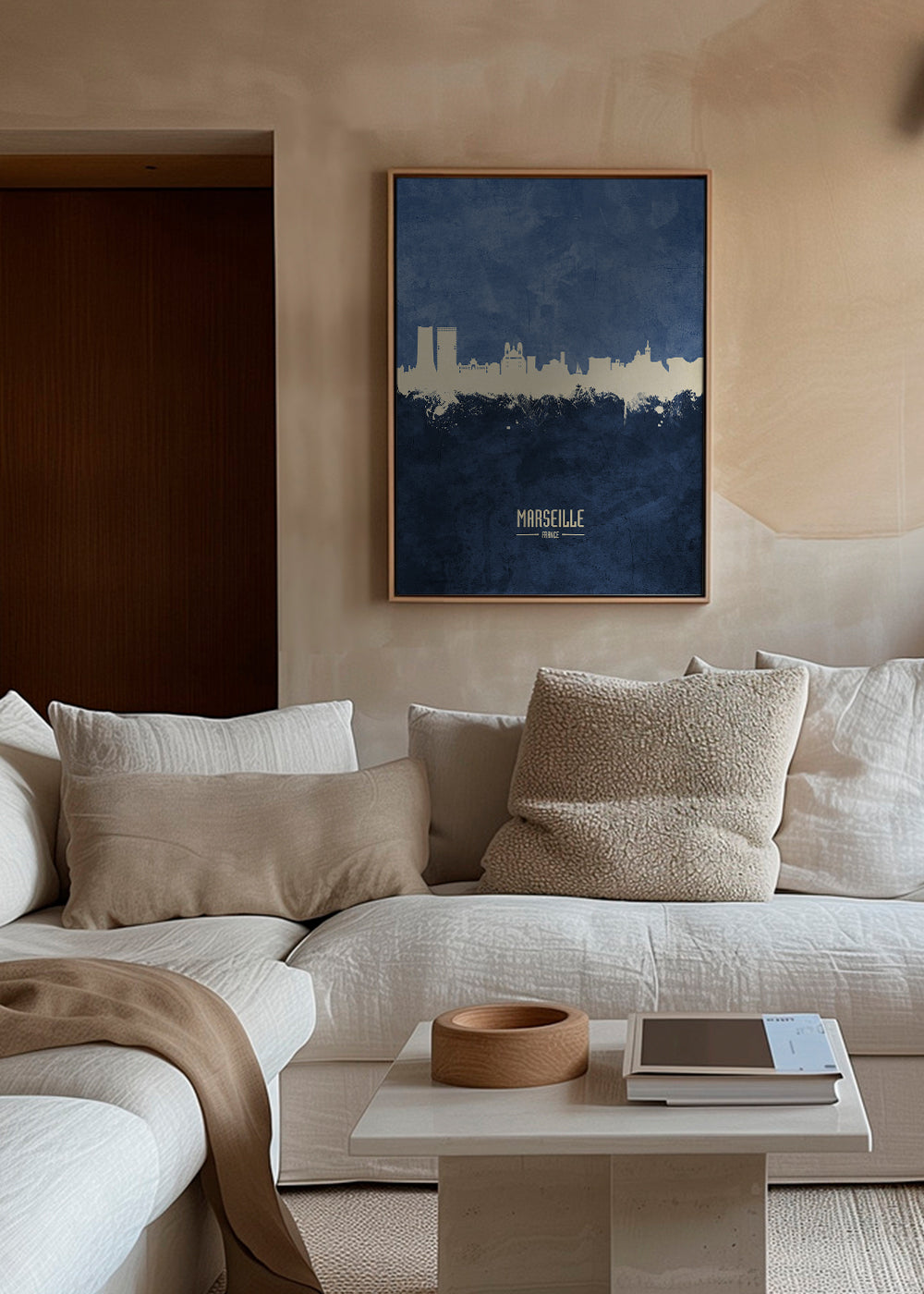 Kökskonst: Marseille skyline i blå