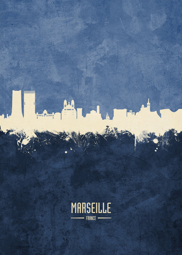 Kökskonst: Marseille skyline i blå