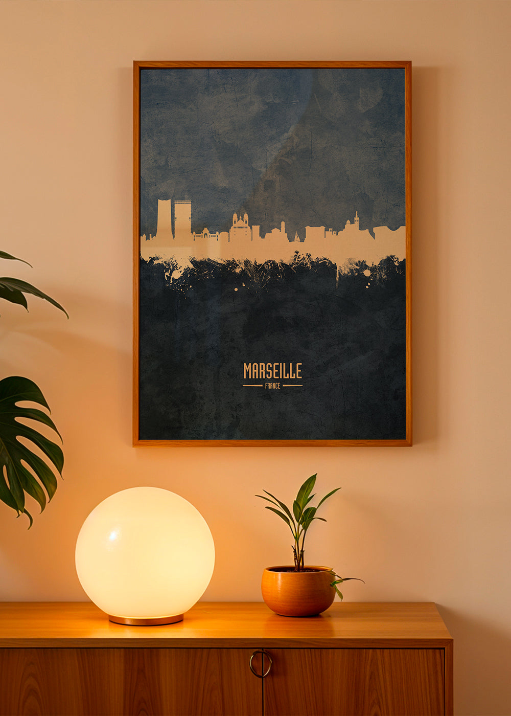 Kökskonst: Marseille skyline i blå
