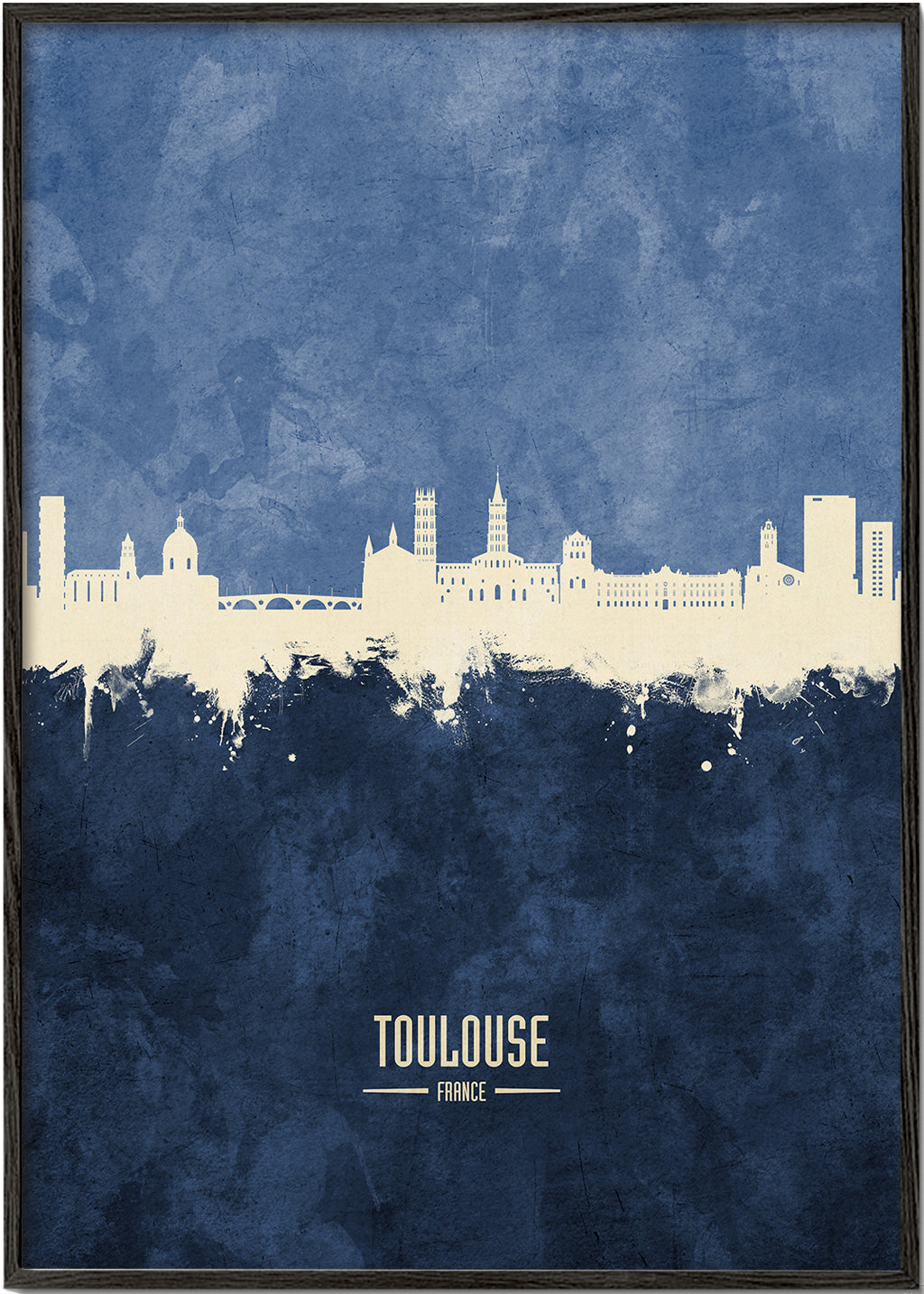Reseaffisch Toulouse skyline blå