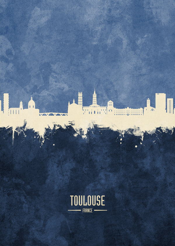 Reseaffisch Toulouse skyline blå