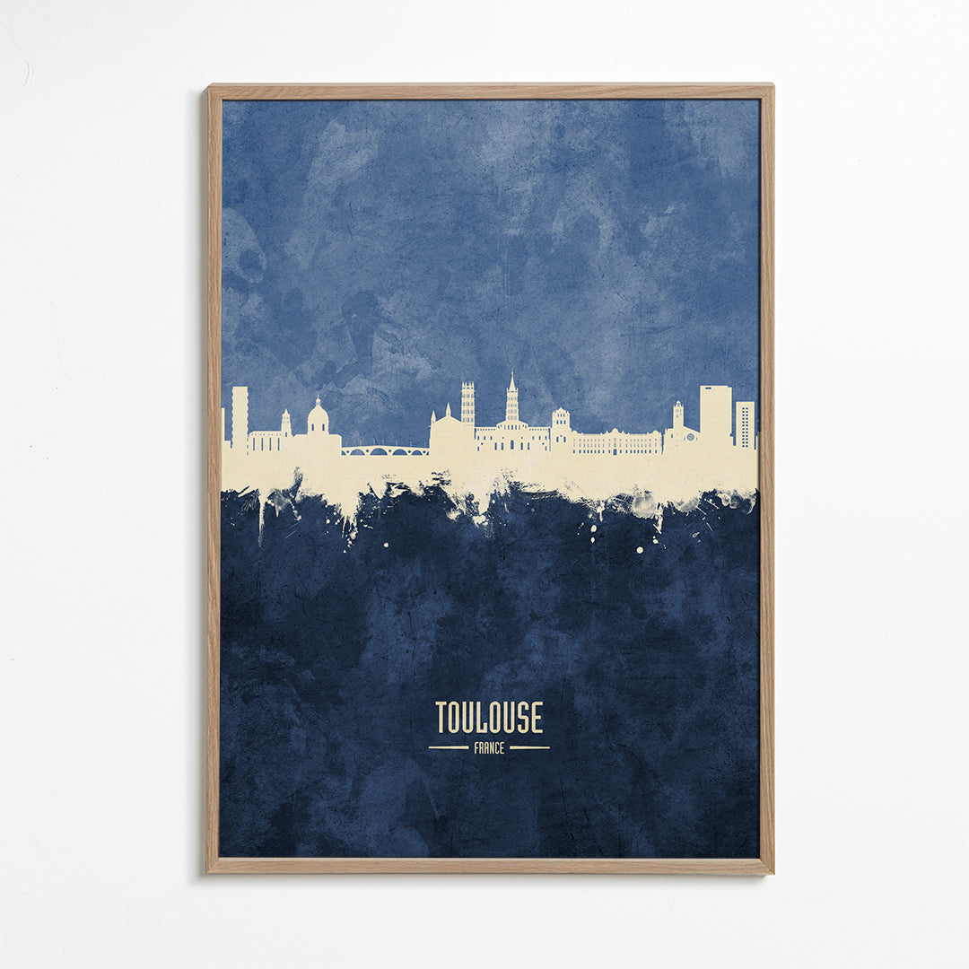 Reseaffisch Toulouse skyline blå