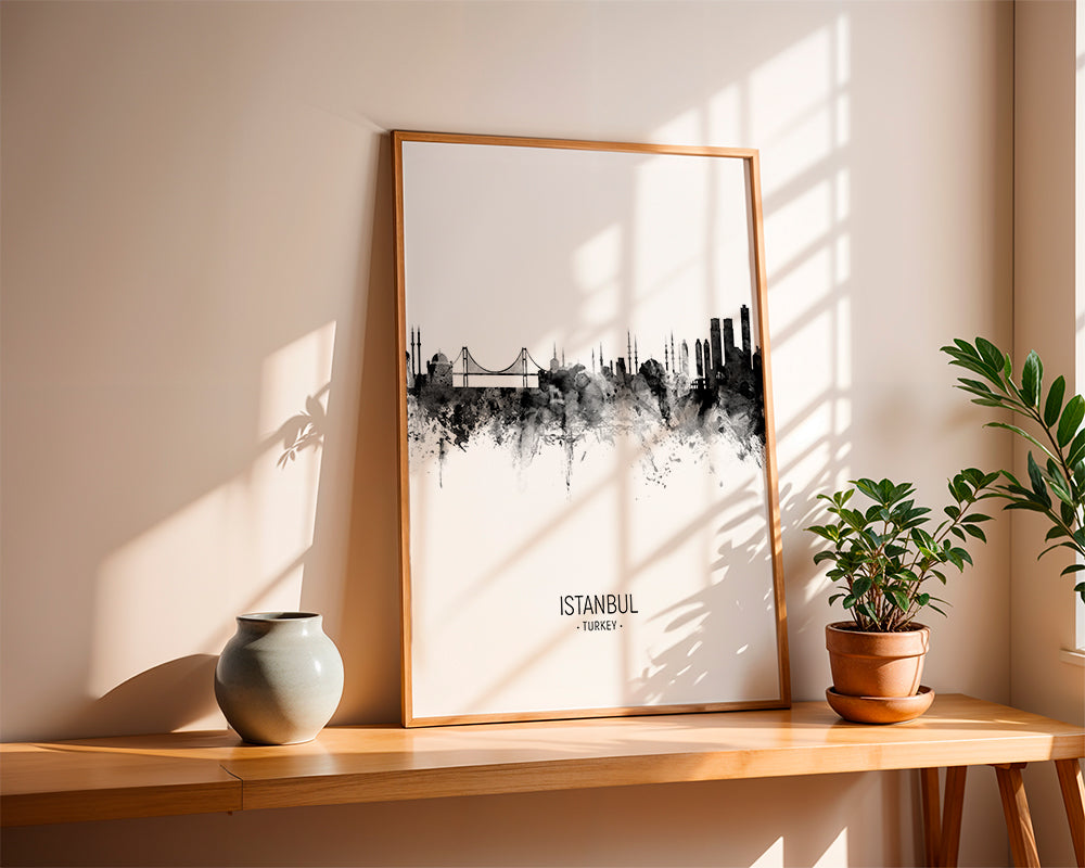 Travel poster: Istanbuls skyline i bläck