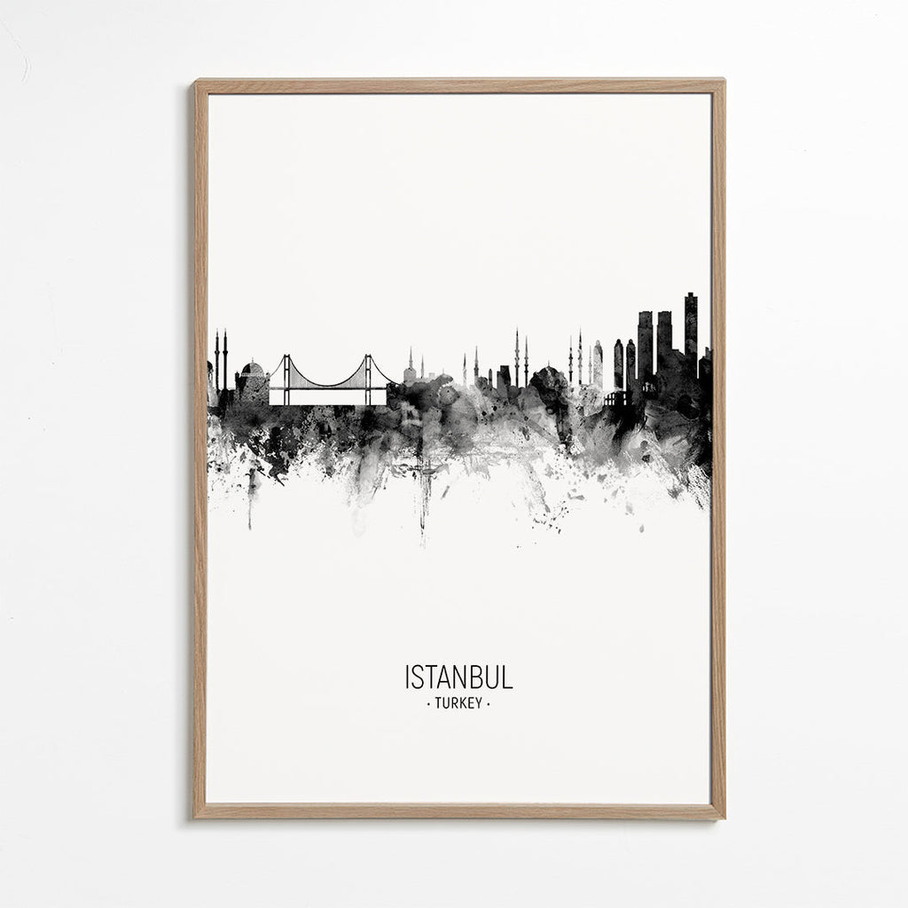Travel poster: Istanbuls skyline i bläck