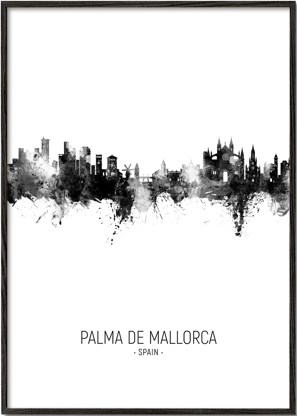 Stadskonst Palma de Mallorca skyline i bläck
