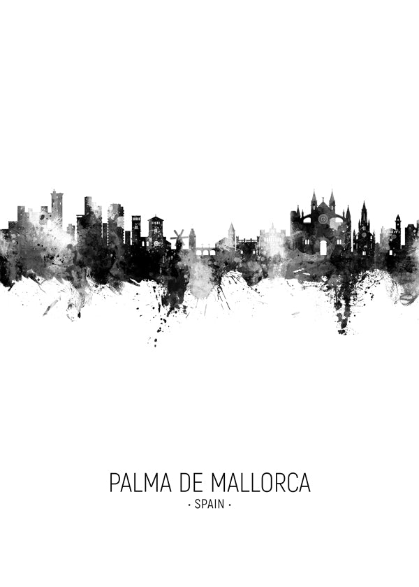 Stadskonst Palma de Mallorca skyline i bläck