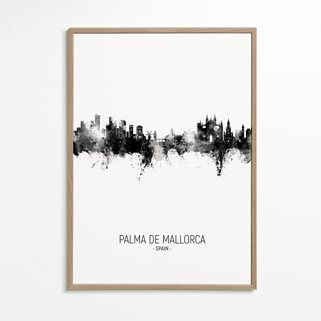 Stadskonst Palma de Mallorca skyline i bläck