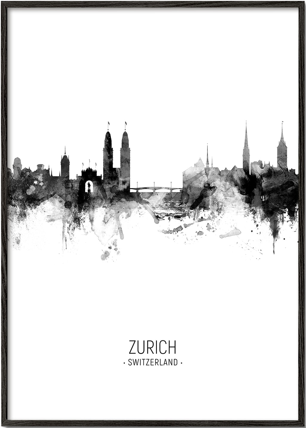 Kökskonst Zurich skyline i bläck