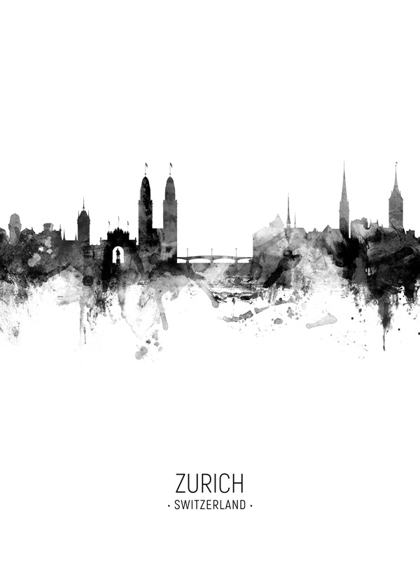 Kökskonst Zurich skyline i bläck