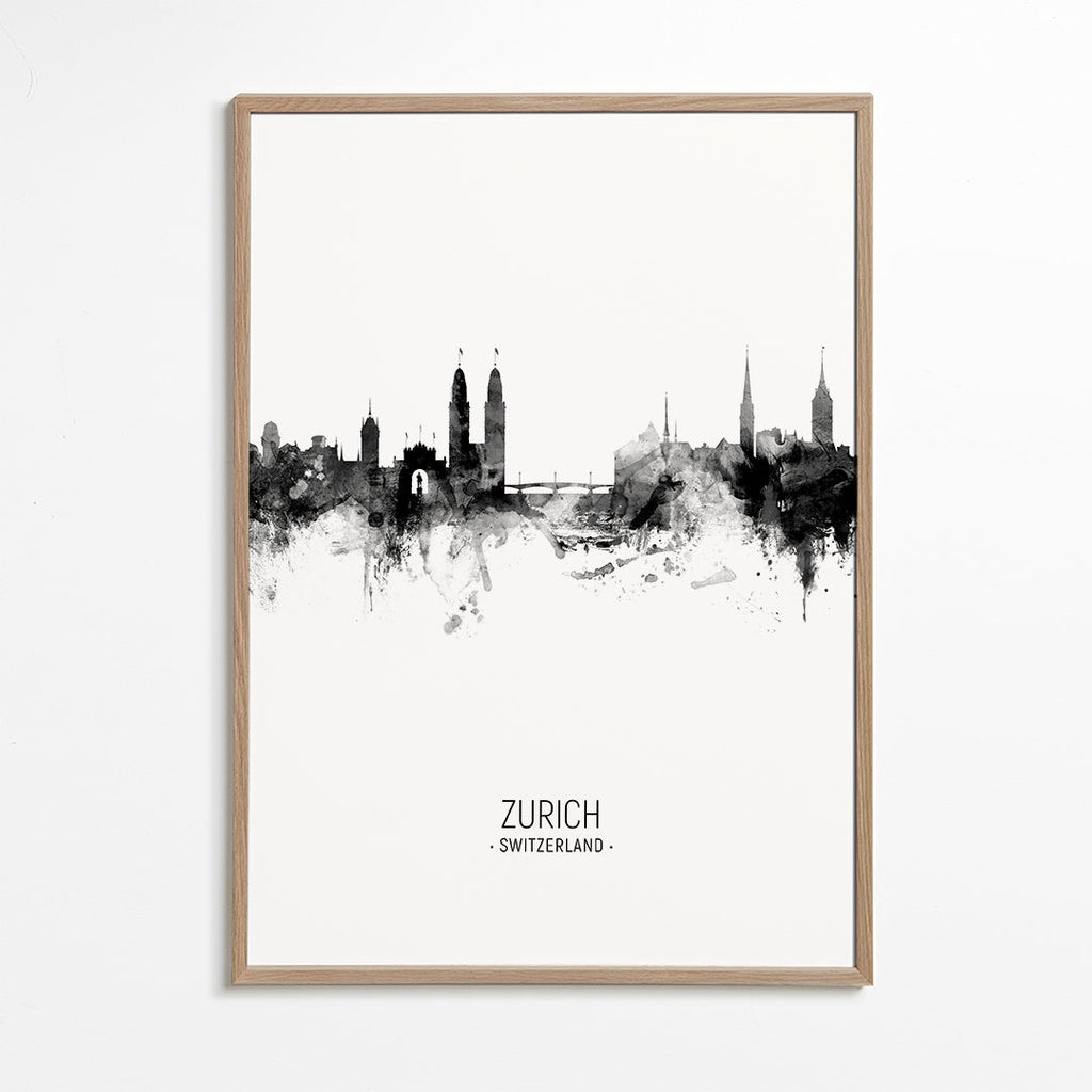 Kökskonst Zurich skyline i bläck