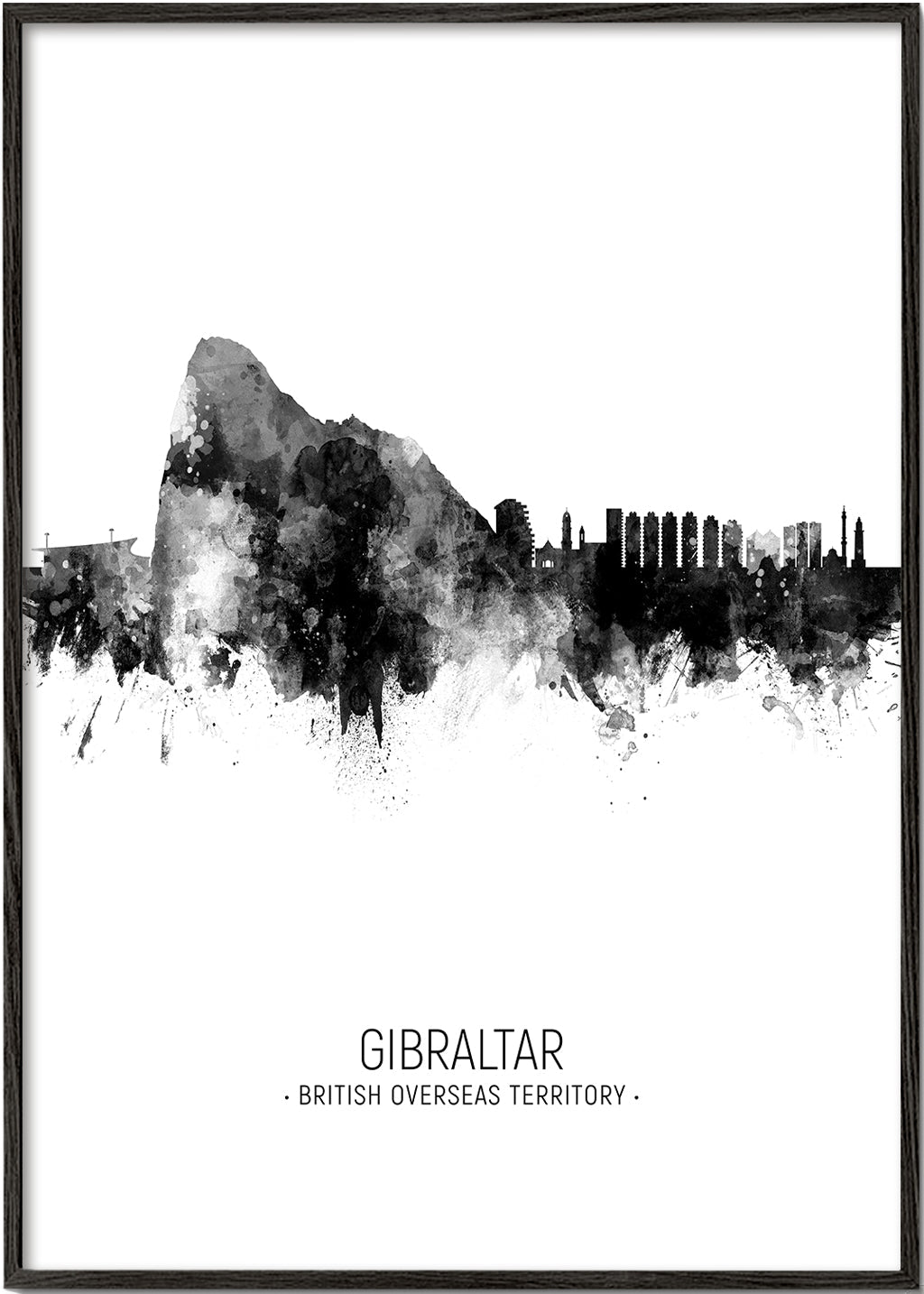 Kökskonst Gibraltar silhuett i svartvitt