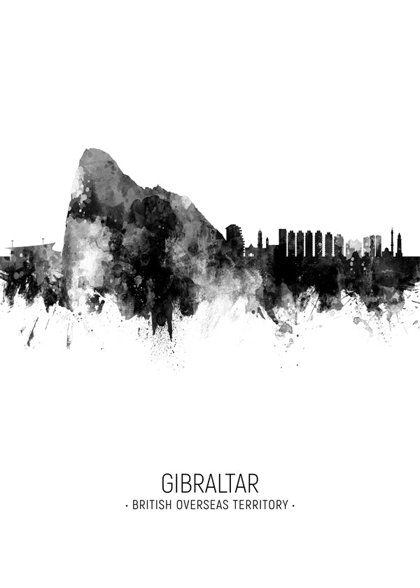 Kökskonst Gibraltar silhuett i svartvitt
