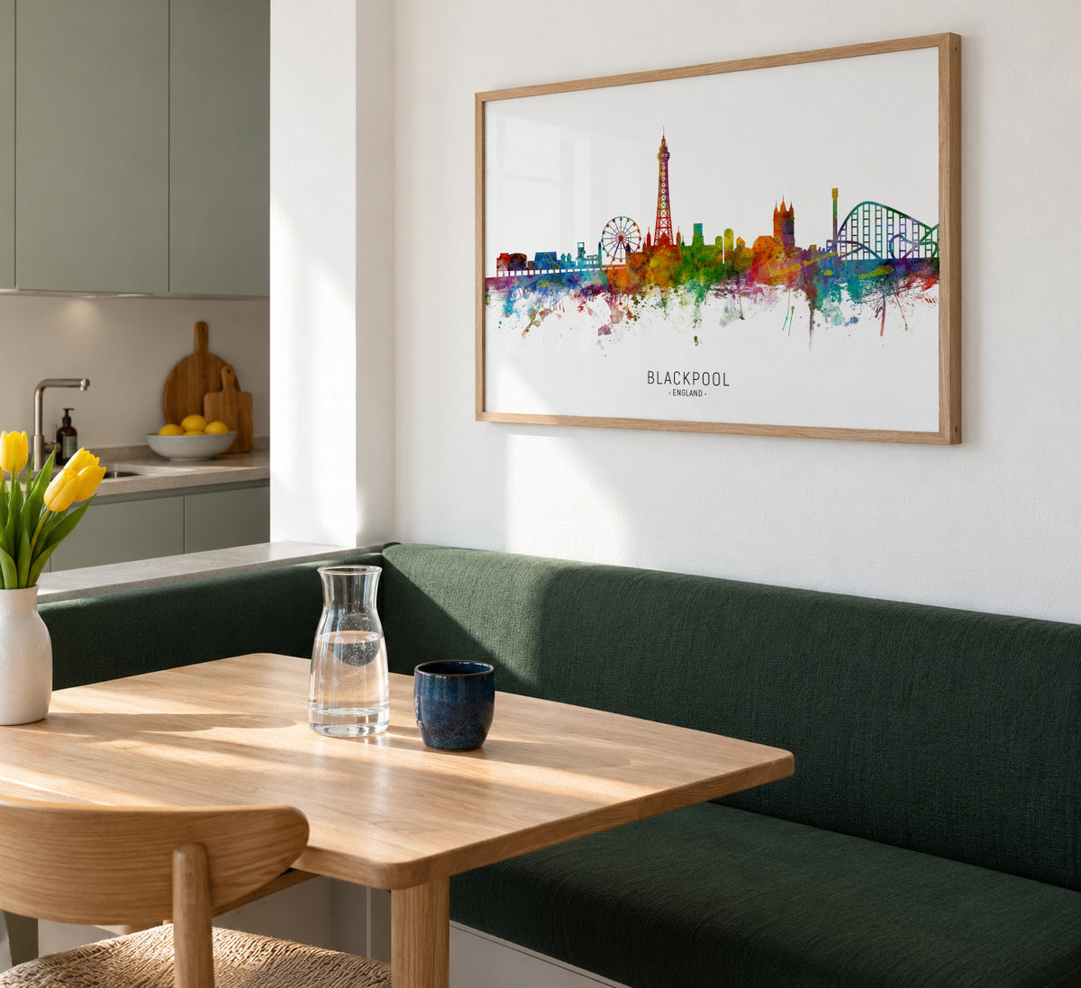 Blackpool Skyline multicolor - Framed poster in an interior