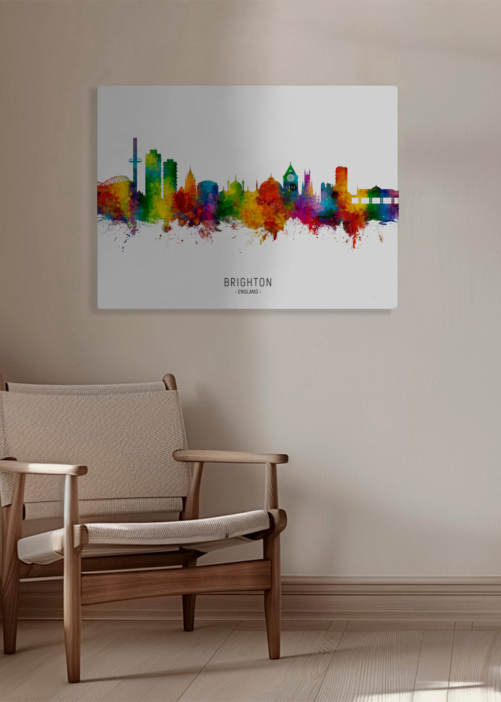 Reseaffisch Brighton skyline akvarell färgglad