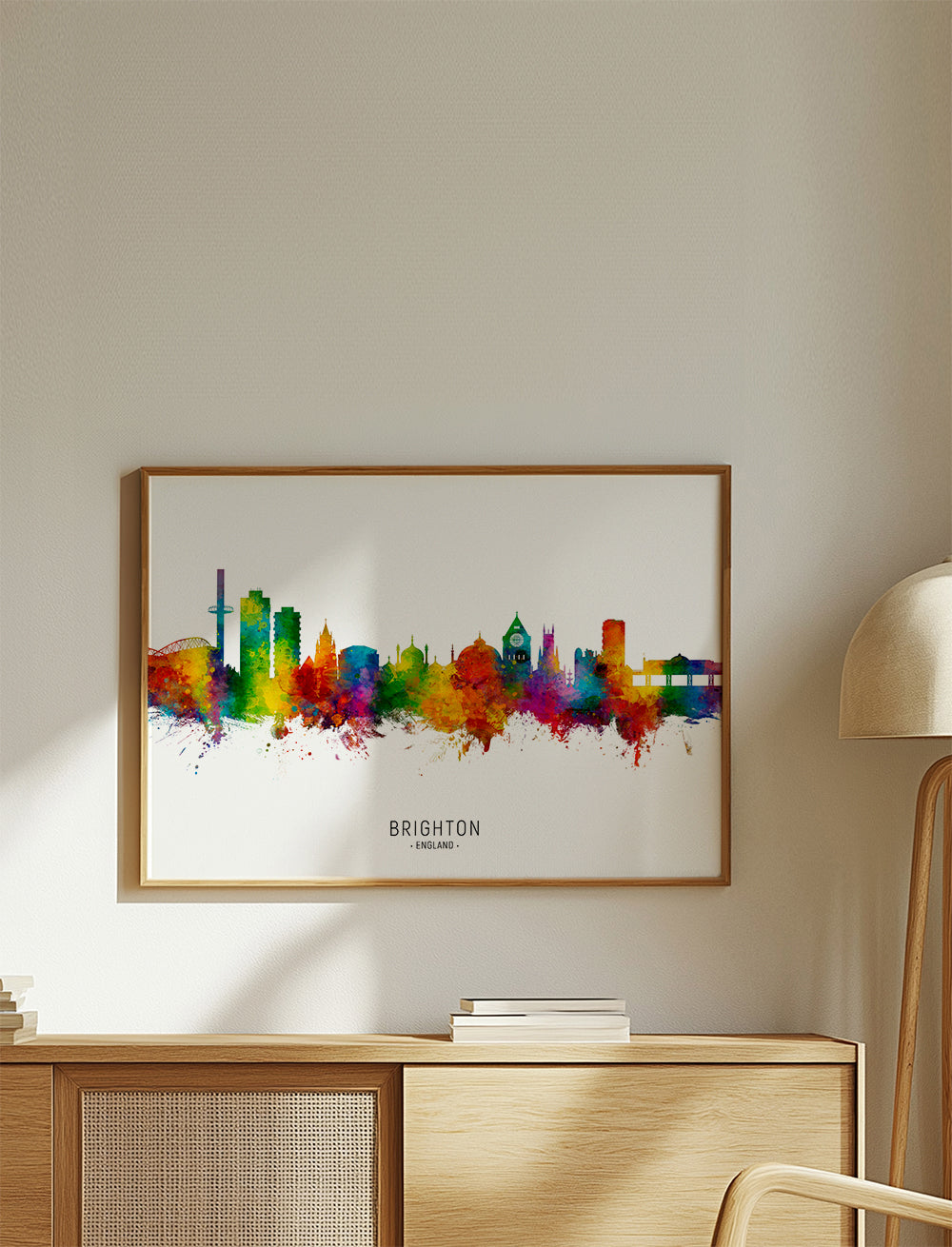 Reseaffisch Brighton skyline akvarell färgglad