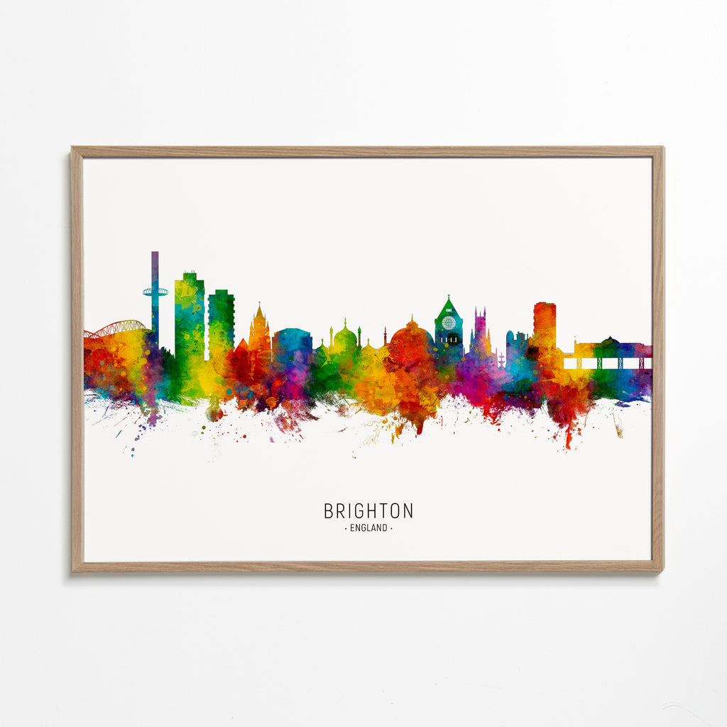 Reseaffisch Brighton skyline akvarell färgglad