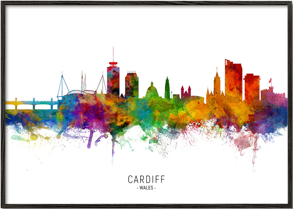 Kökskonst Cardiff akvarell skyline