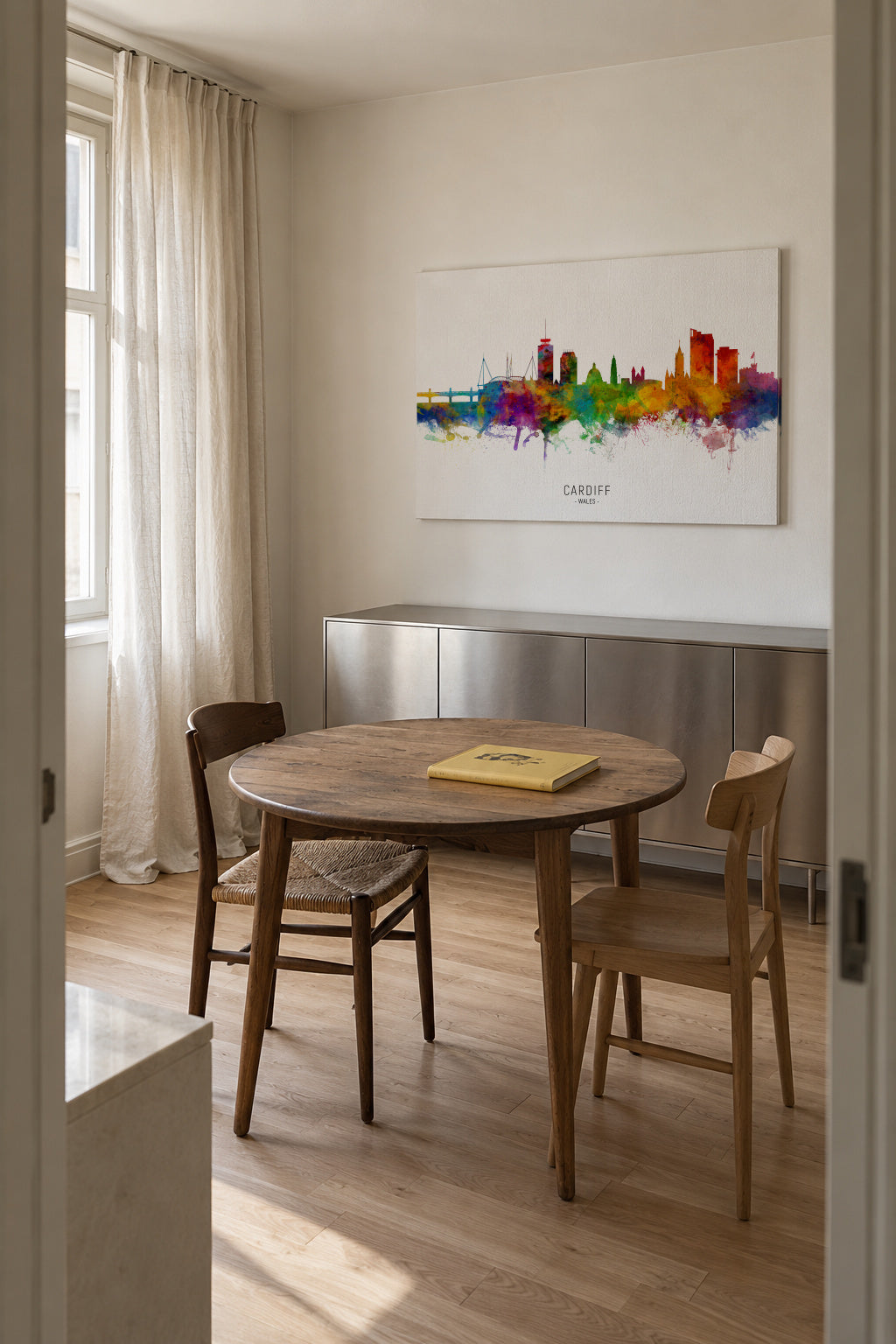 Cardiff Skyline multicolor - Unframed canvas in an interior