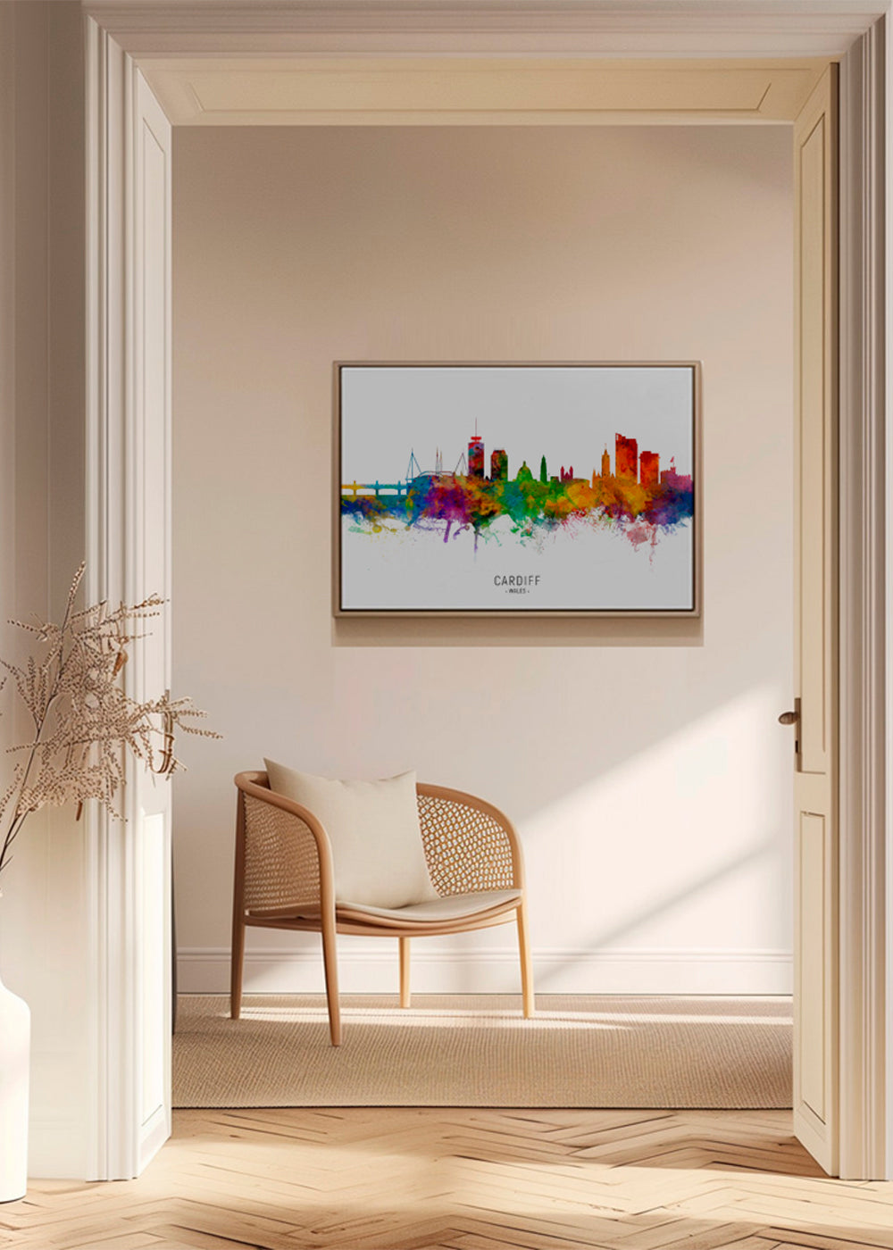 Kökskonst Cardiff akvarell skyline