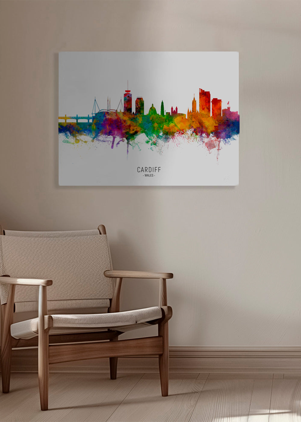 Kökskonst Cardiff akvarell skyline