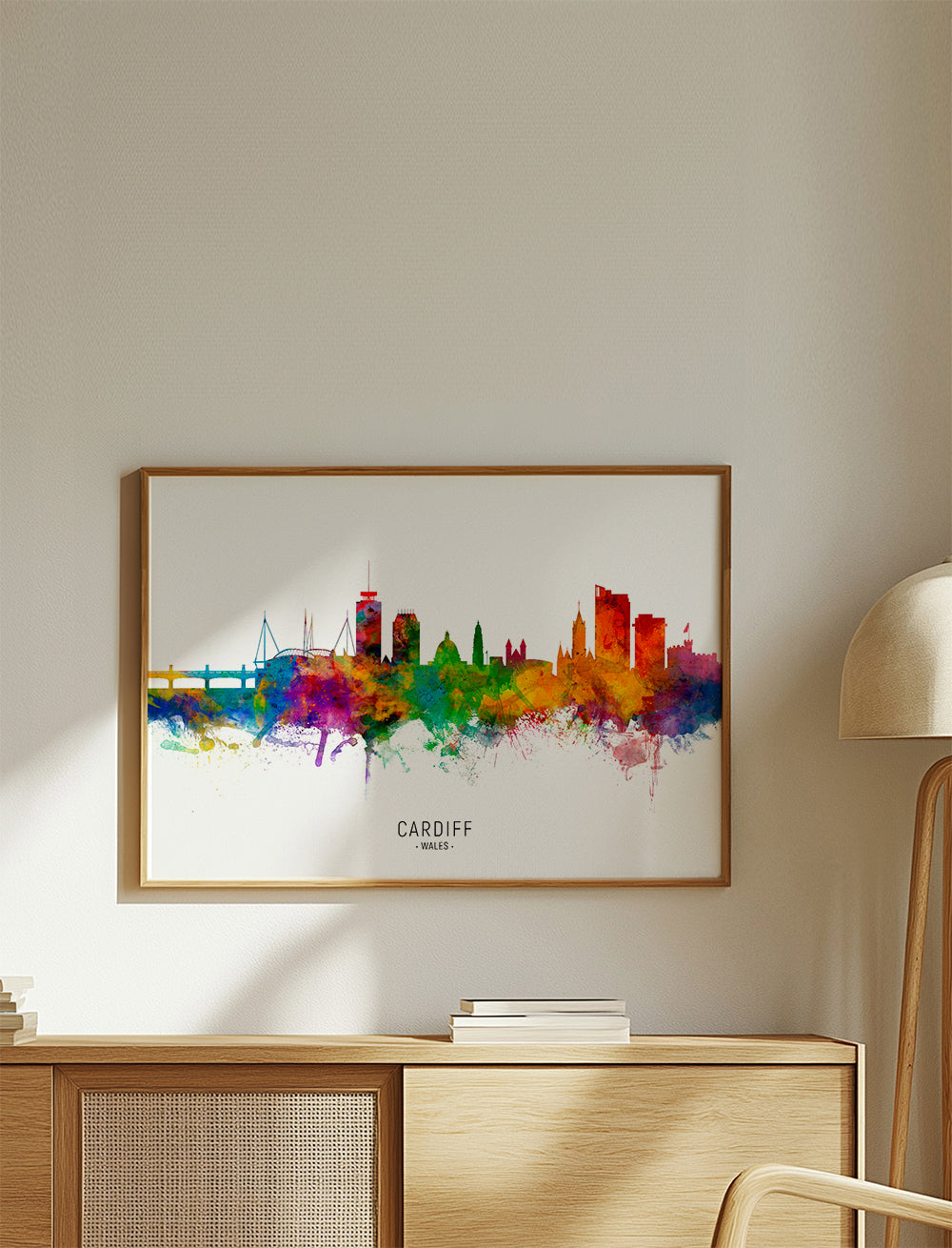 Kökskonst Cardiff akvarell skyline