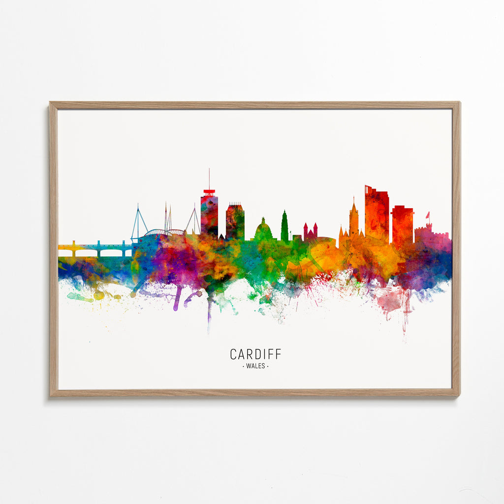 Kökskonst Cardiff akvarell skyline