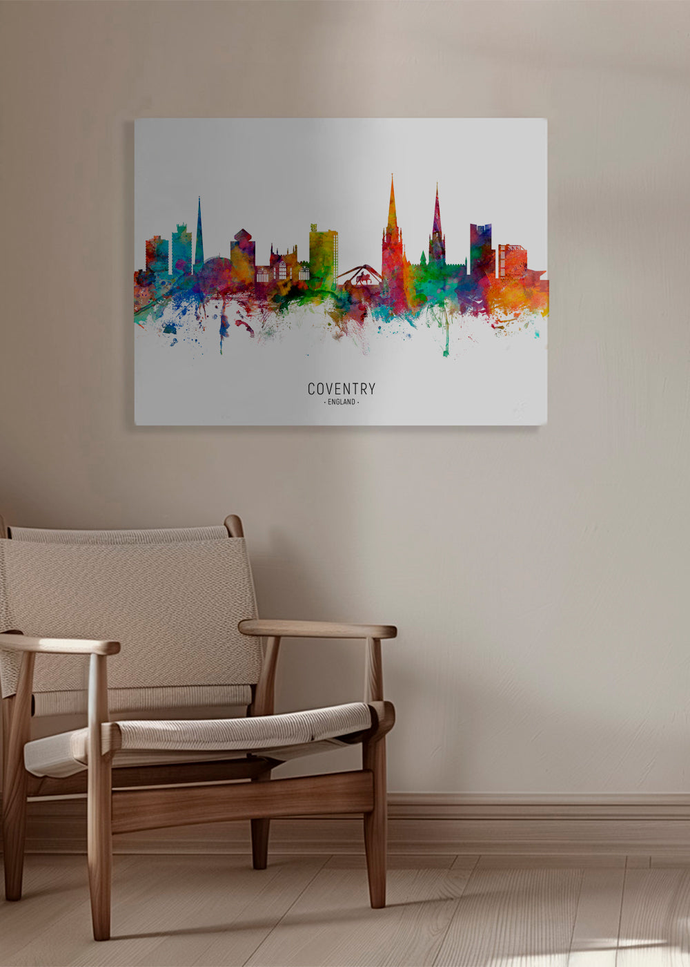 Reseaffisch Coventry akvarell skyline
