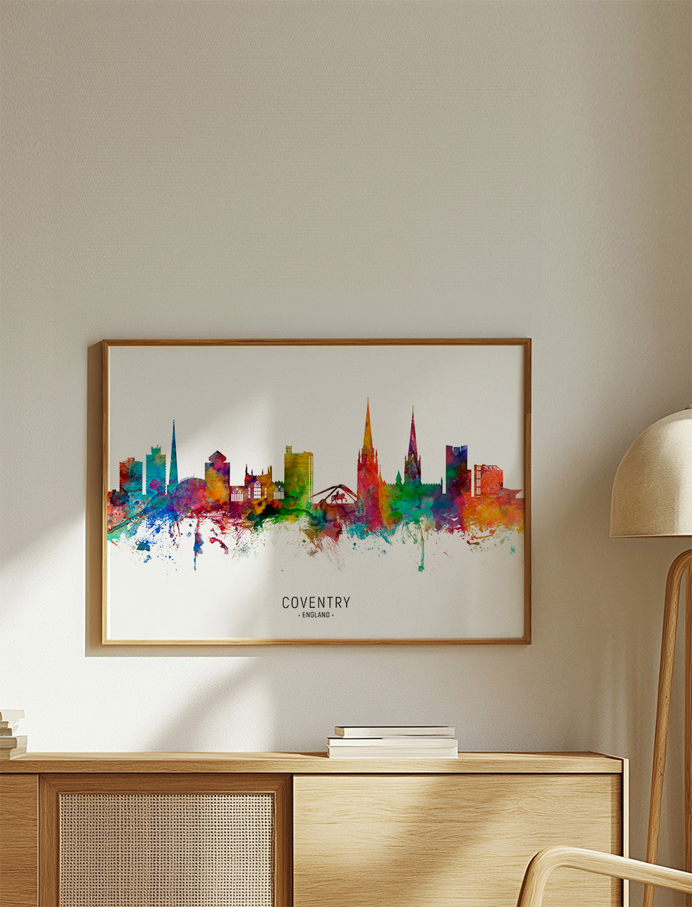 Reseaffisch Coventry akvarell skyline