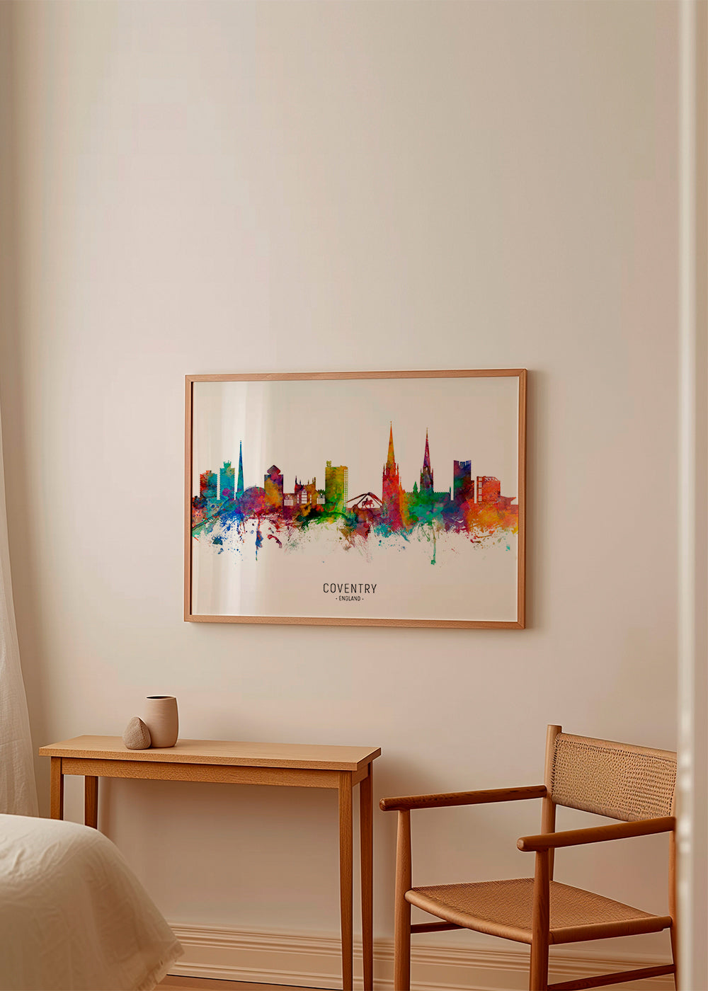 Reseaffisch Coventry akvarell skyline