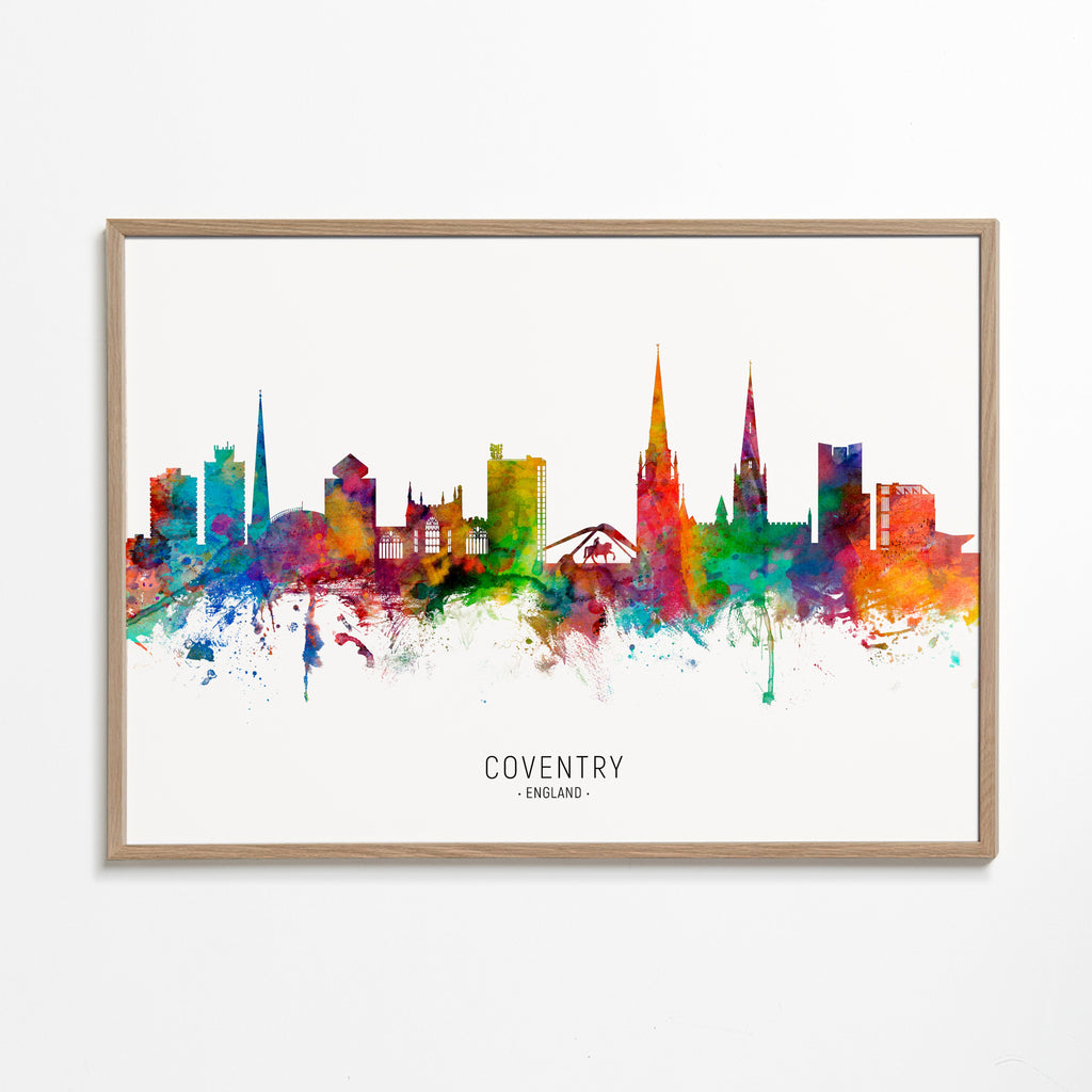 Reseaffisch Coventry akvarell skyline