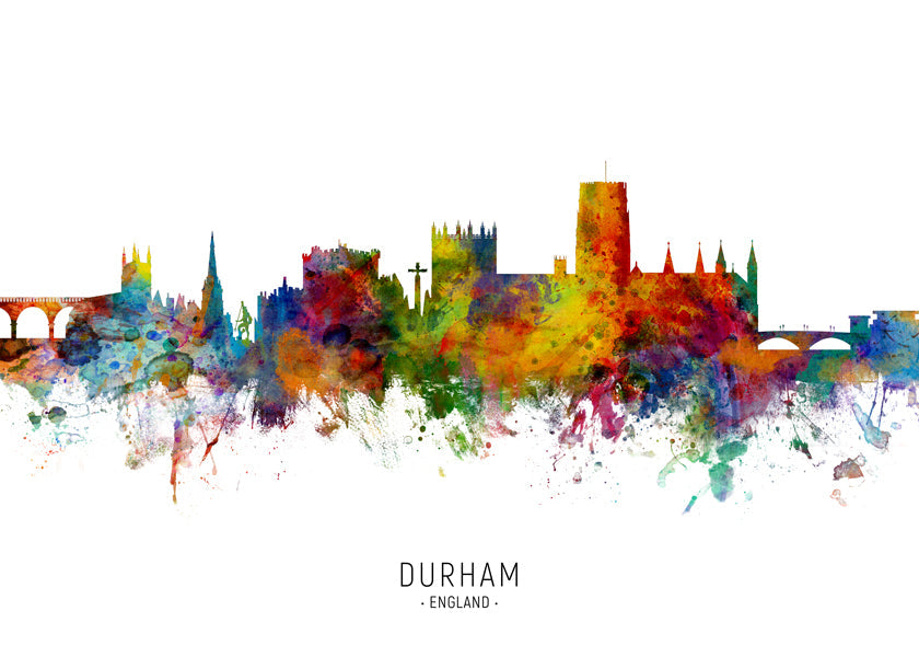 Kökskonst Durham akvarell skyline
