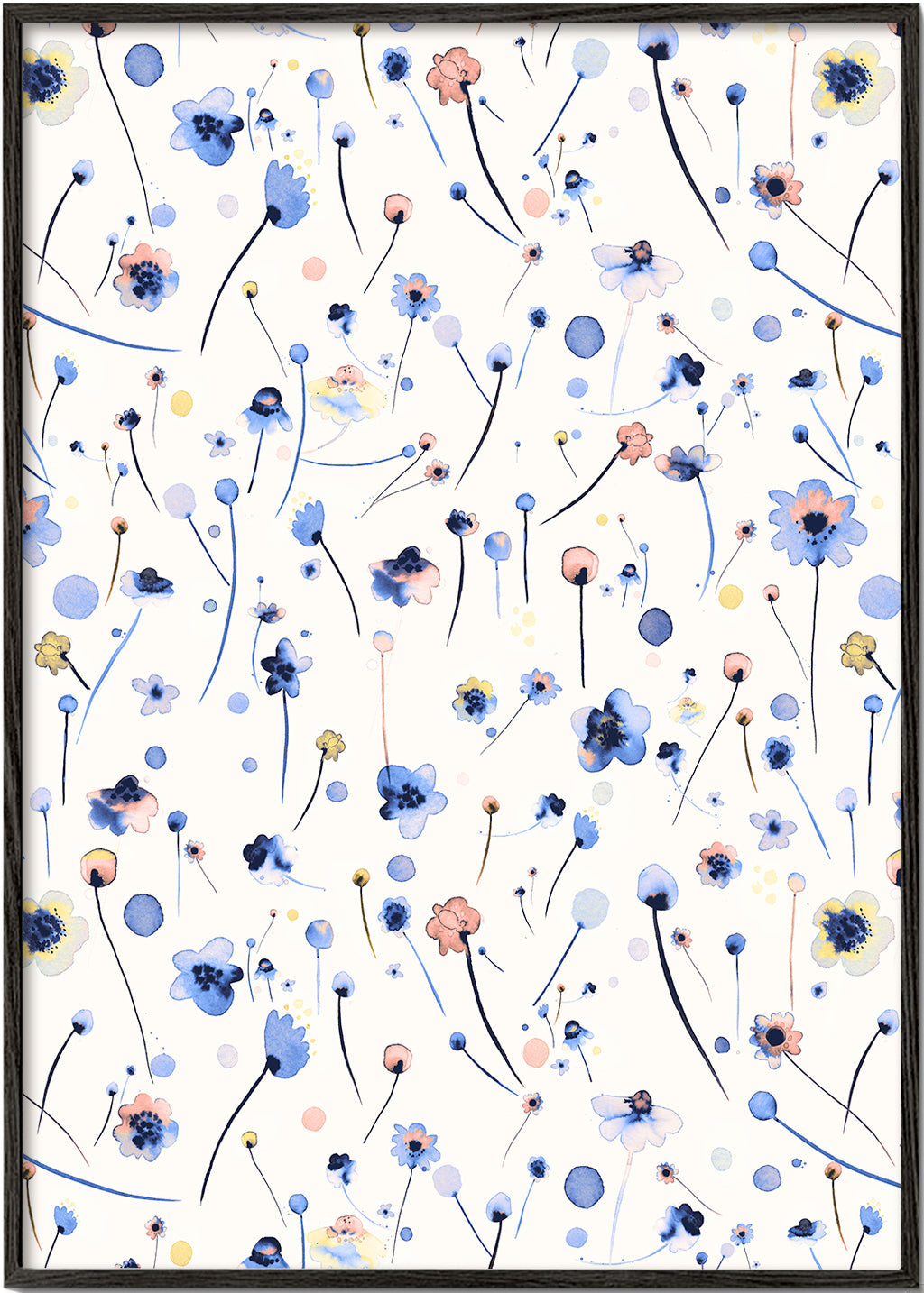 Botanisk poster med lösa blå blommor