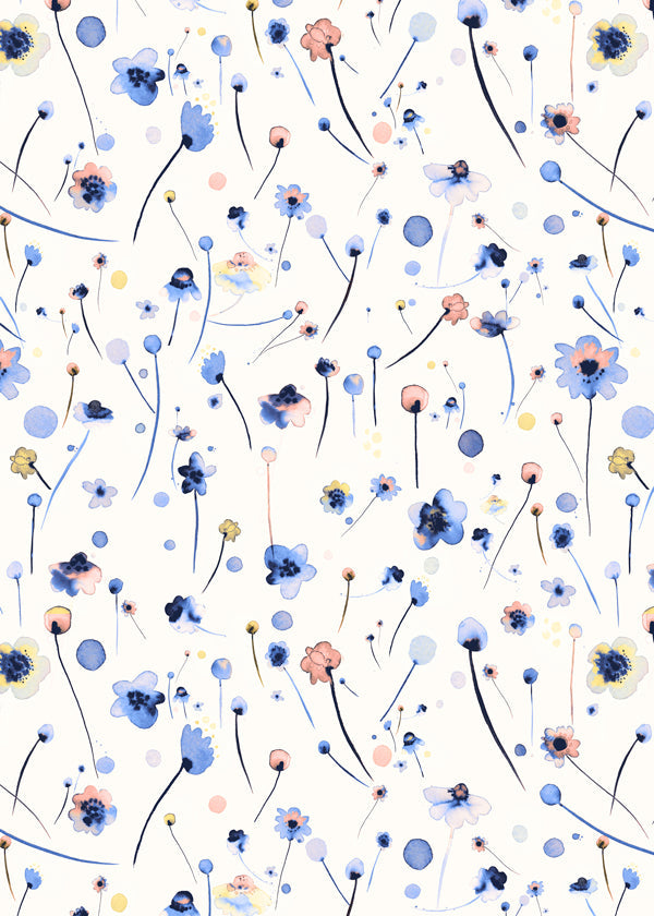 Botanisk poster med lösa blå blommor