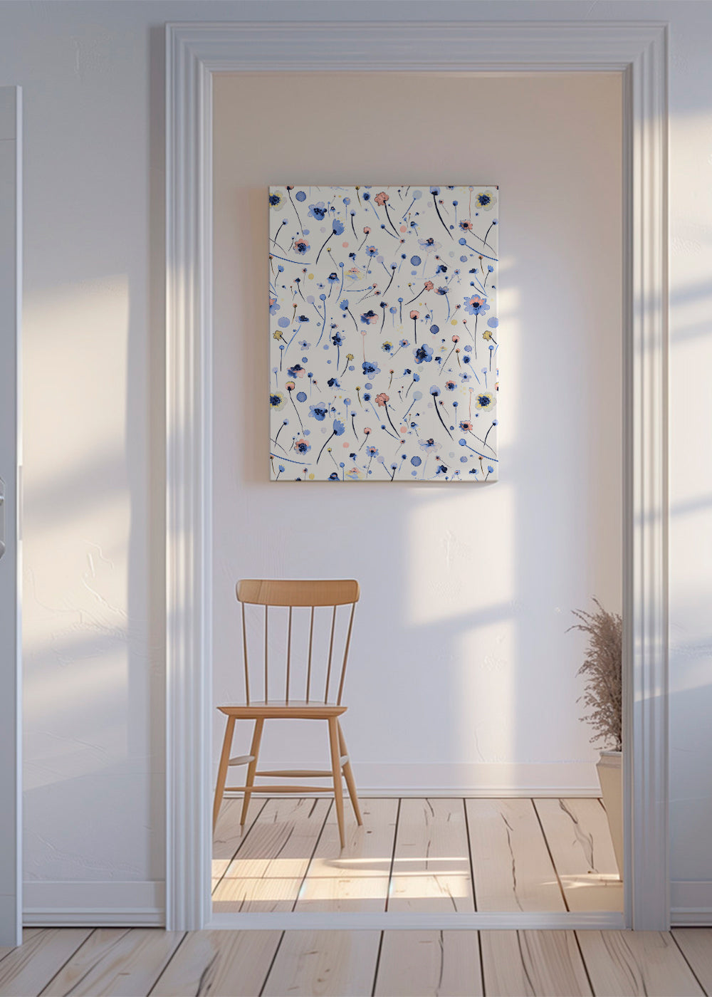 Botanisk poster med lösa blå blommor