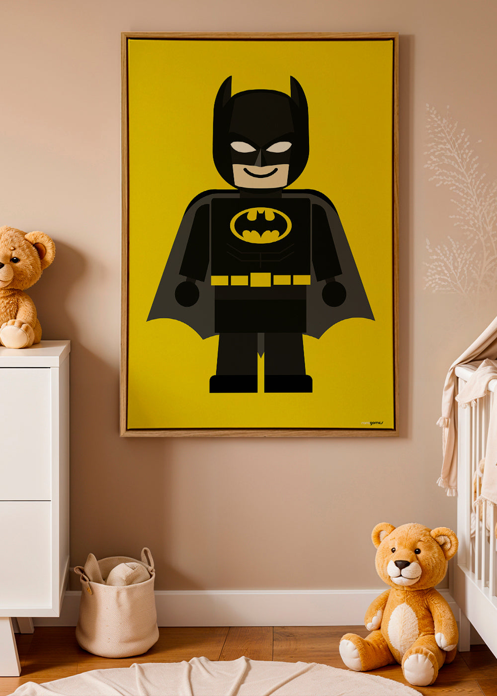 Barnposter Batman leksak på gul bakgrund