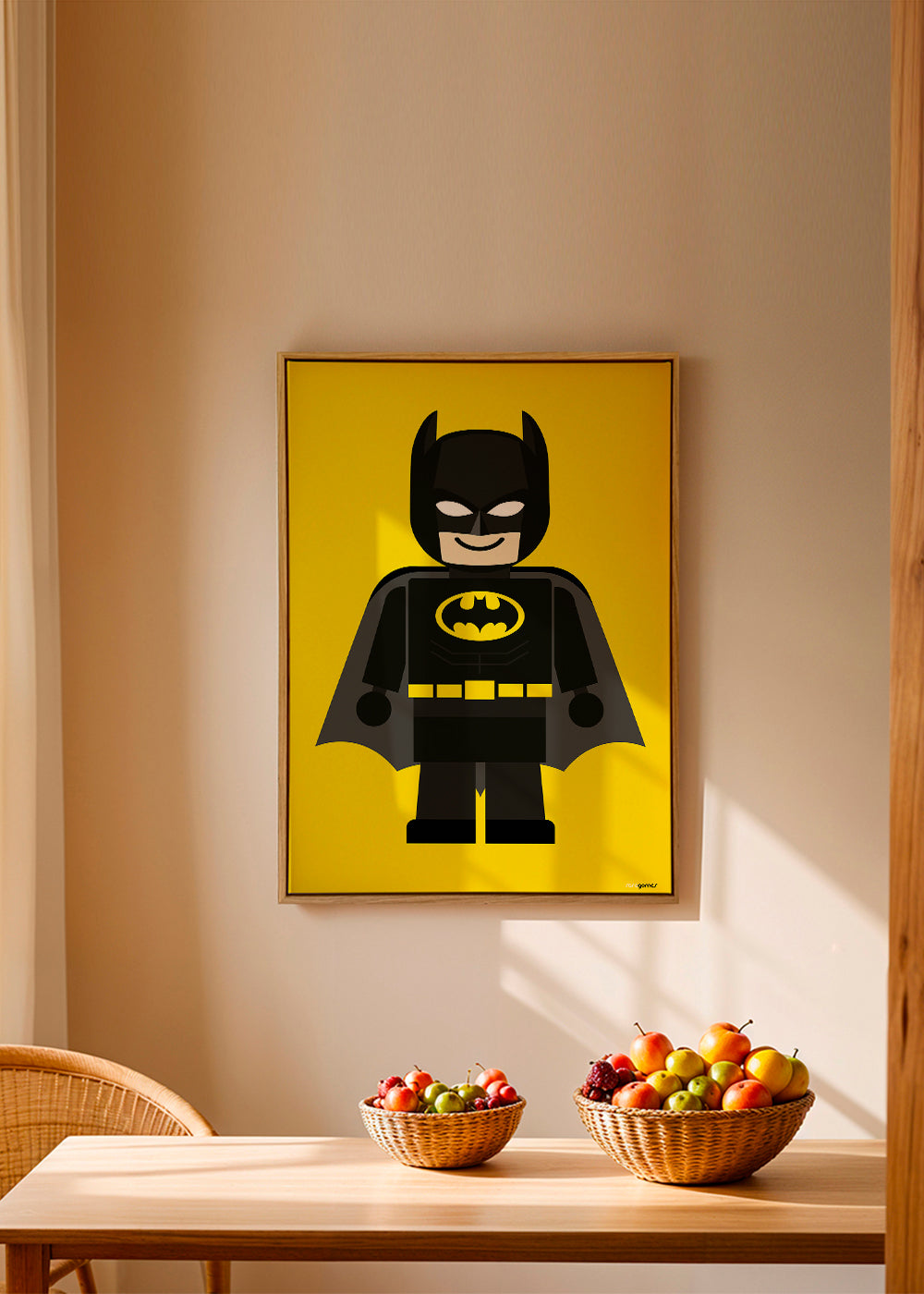 Barnposter Batman leksak på gul bakgrund