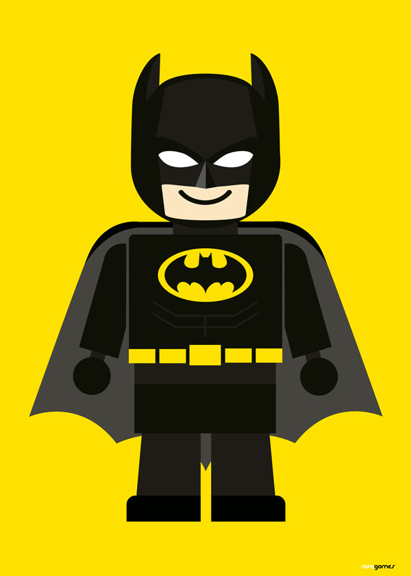 Barnposter Batman leksak på gul bakgrund
