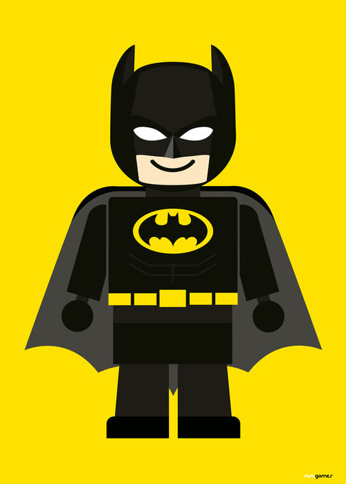 Barnposter Batman leksak på gul bakgrund