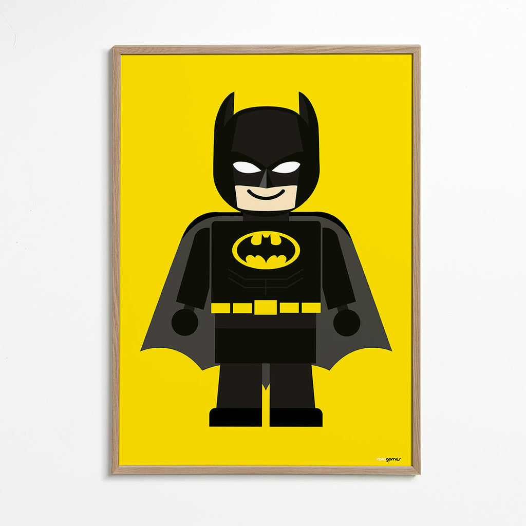 Barnposter Batman leksak på gul bakgrund