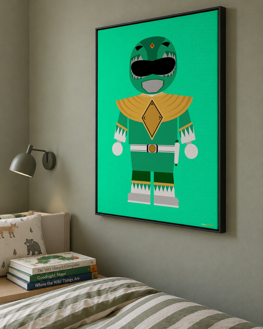 Toy Power Ranger Green - Framed canvas in an interior