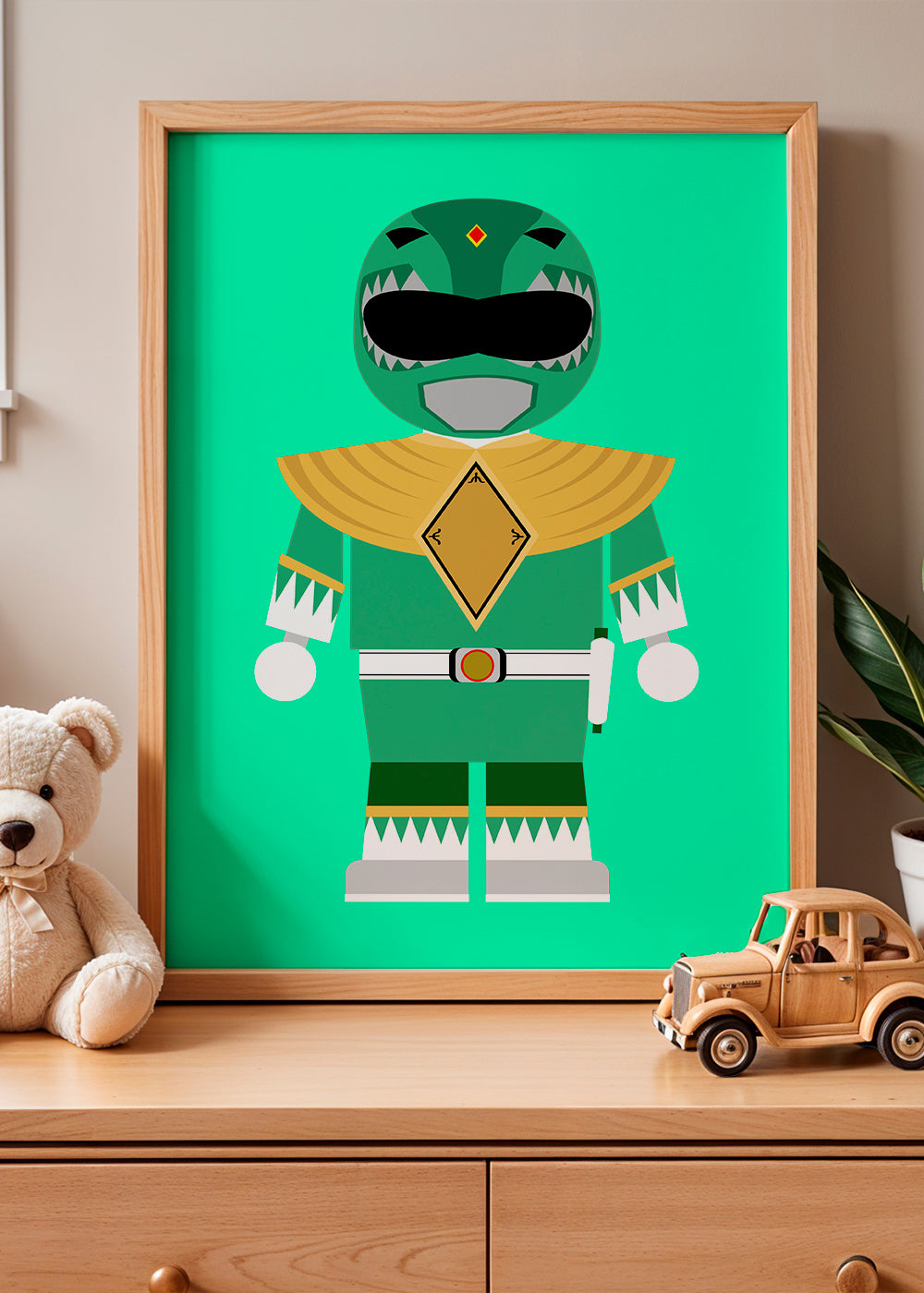 Barnposter Grön Power Ranger leksak