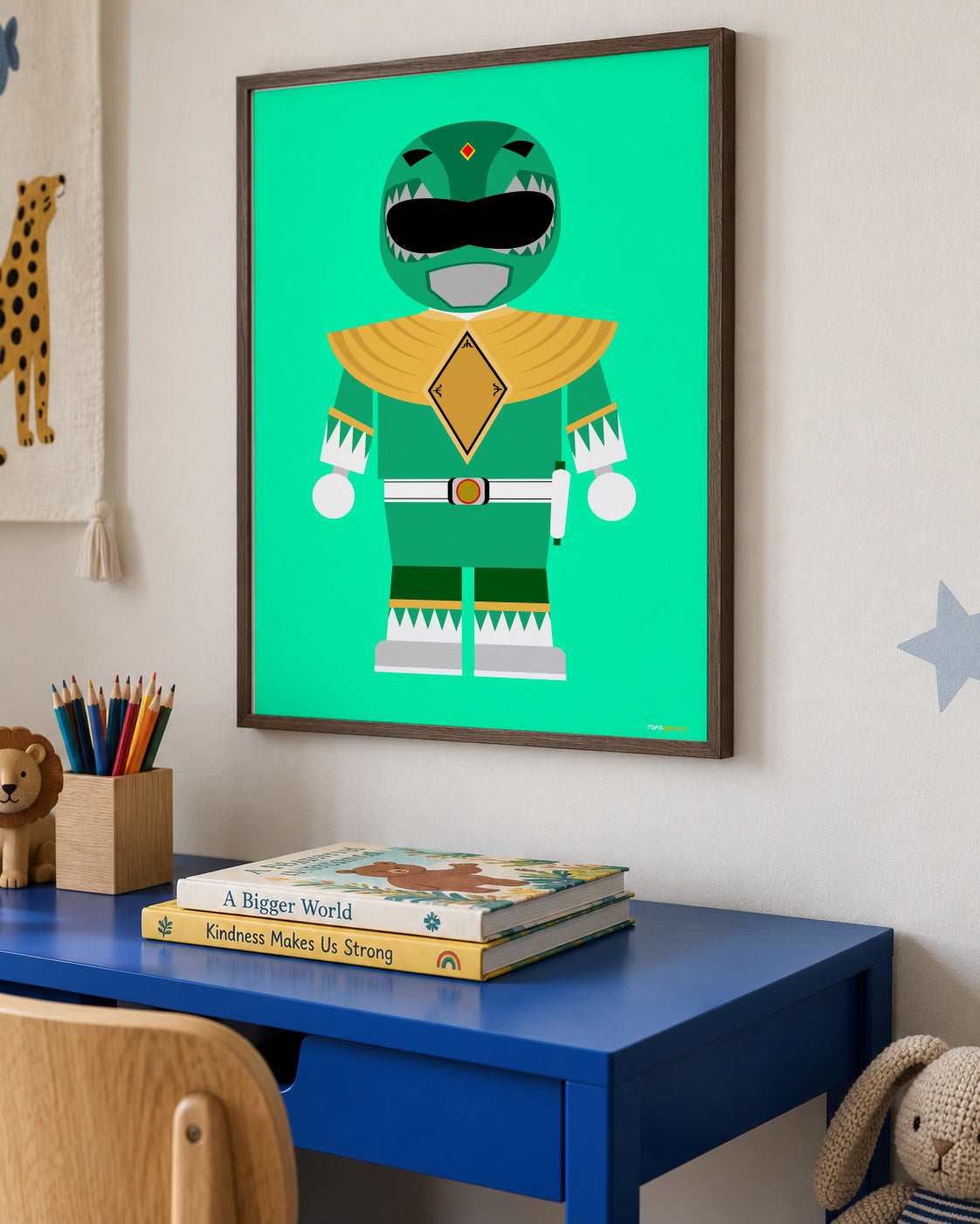 Toy Power Ranger Green - Framed poster in an interior
