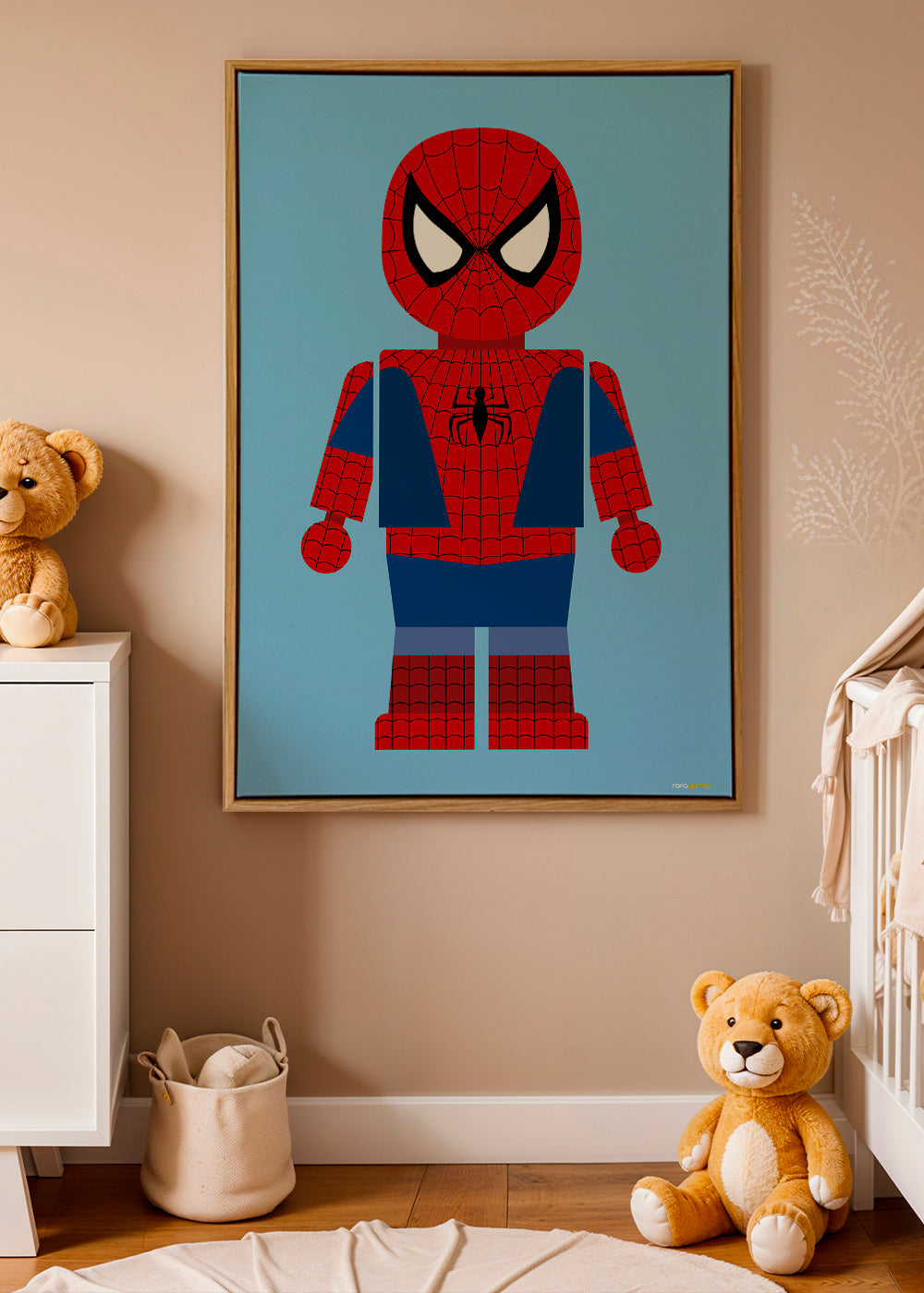 Barnposter med superhjälte leksaksfigur