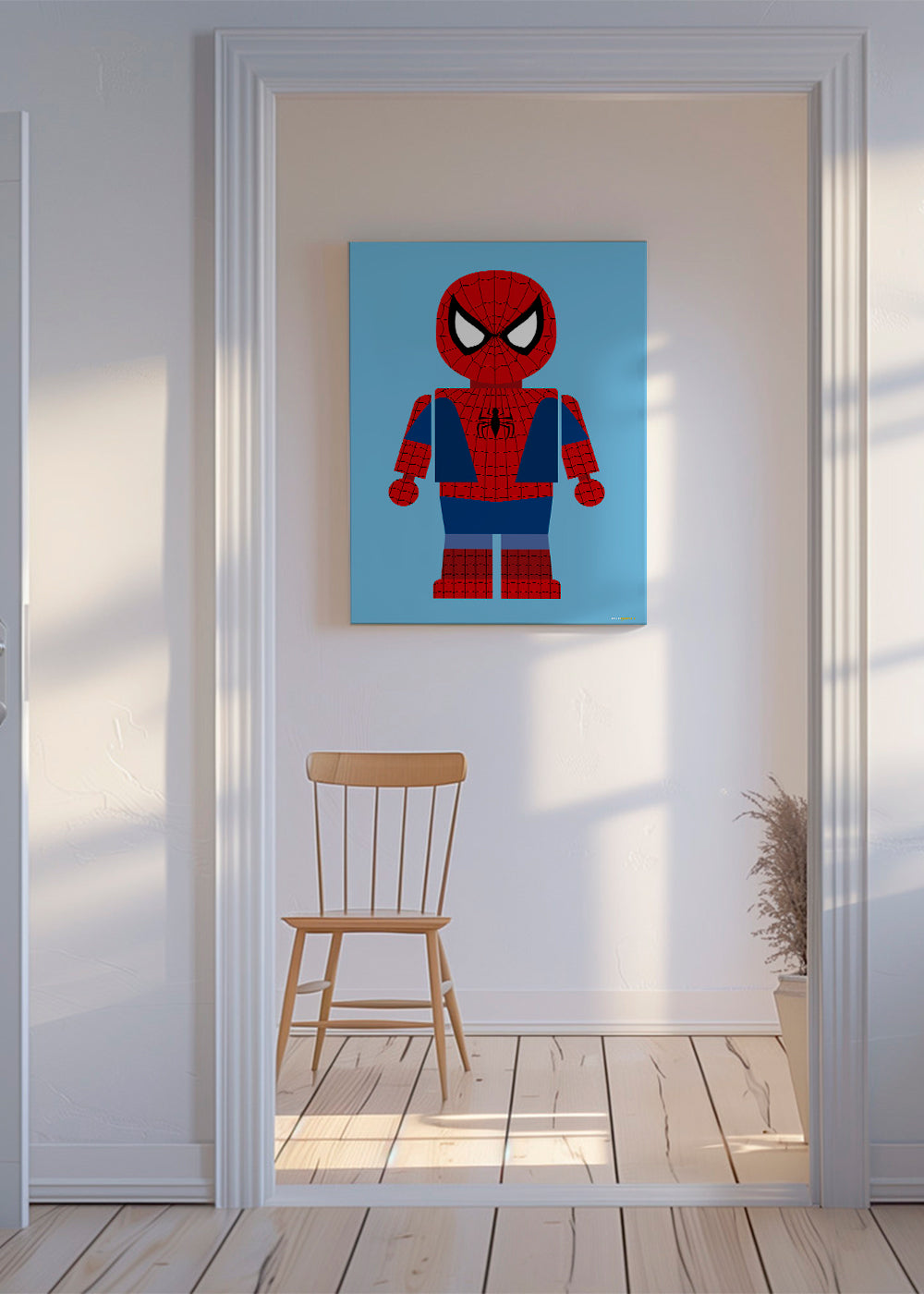 Barnposter med superhjälte leksaksfigur