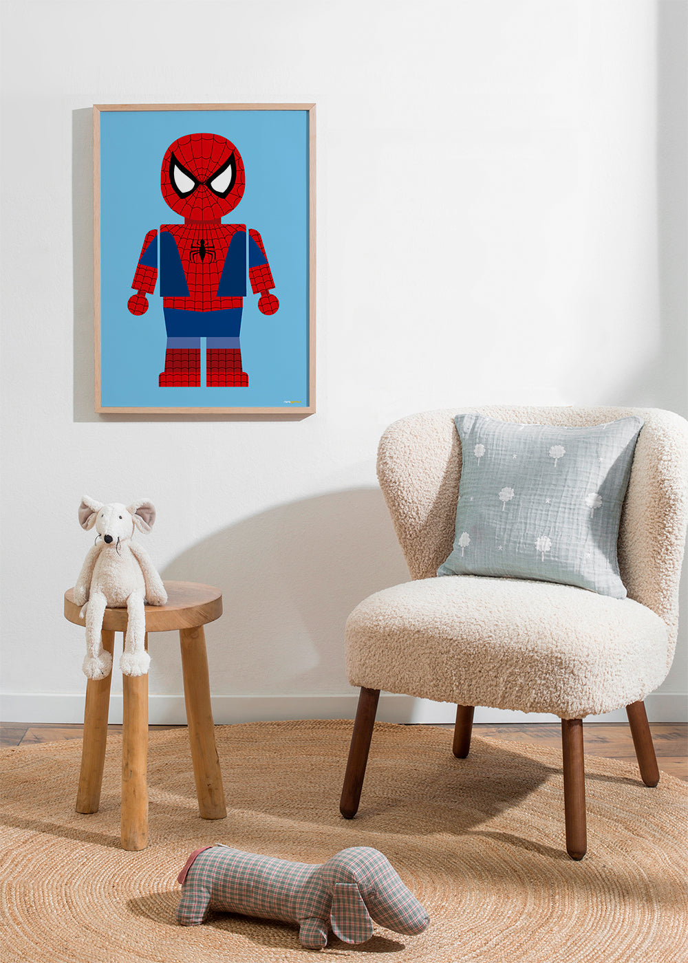 Barnposter med superhjälte leksaksfigur