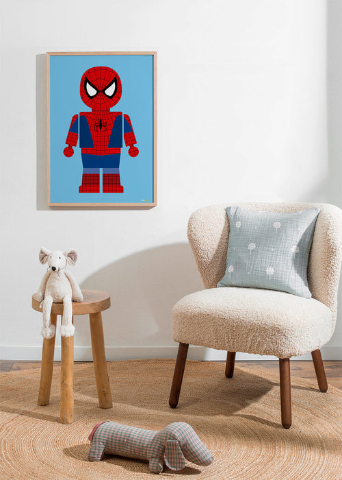 Barnposter med superhjälte leksaksfigur