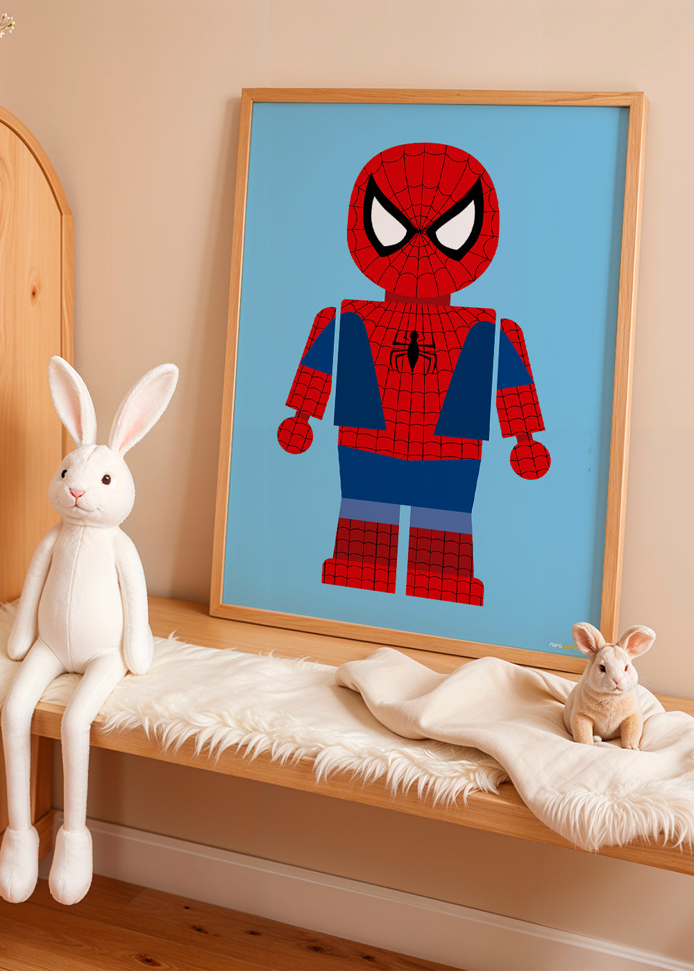 Barnposter med superhjälte leksaksfigur