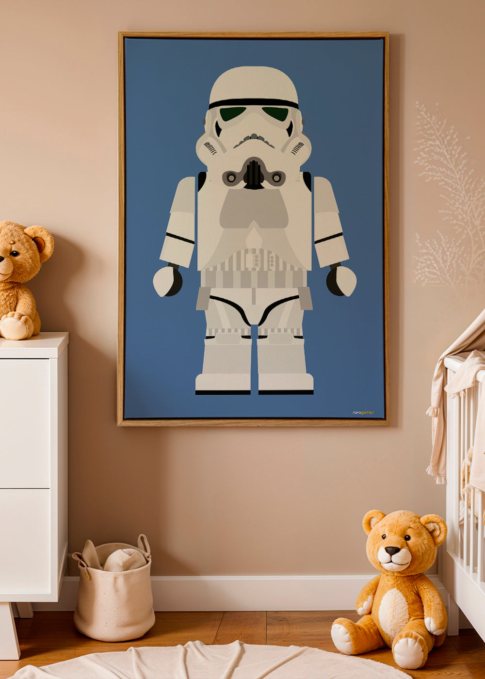 Barnposter Stormtrooper leksak på blå bakgrund