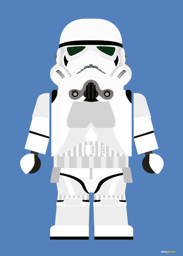 Barnposter Stormtrooper leksak på blå bakgrund