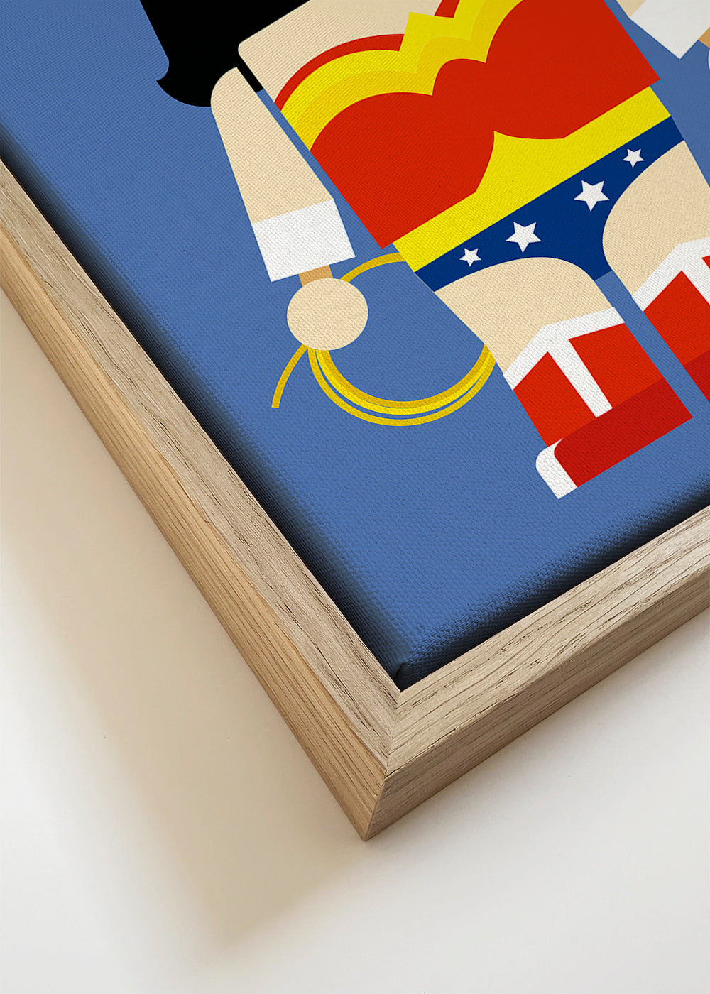 Leksak Wonder Woman-illustration på blå bakgrund